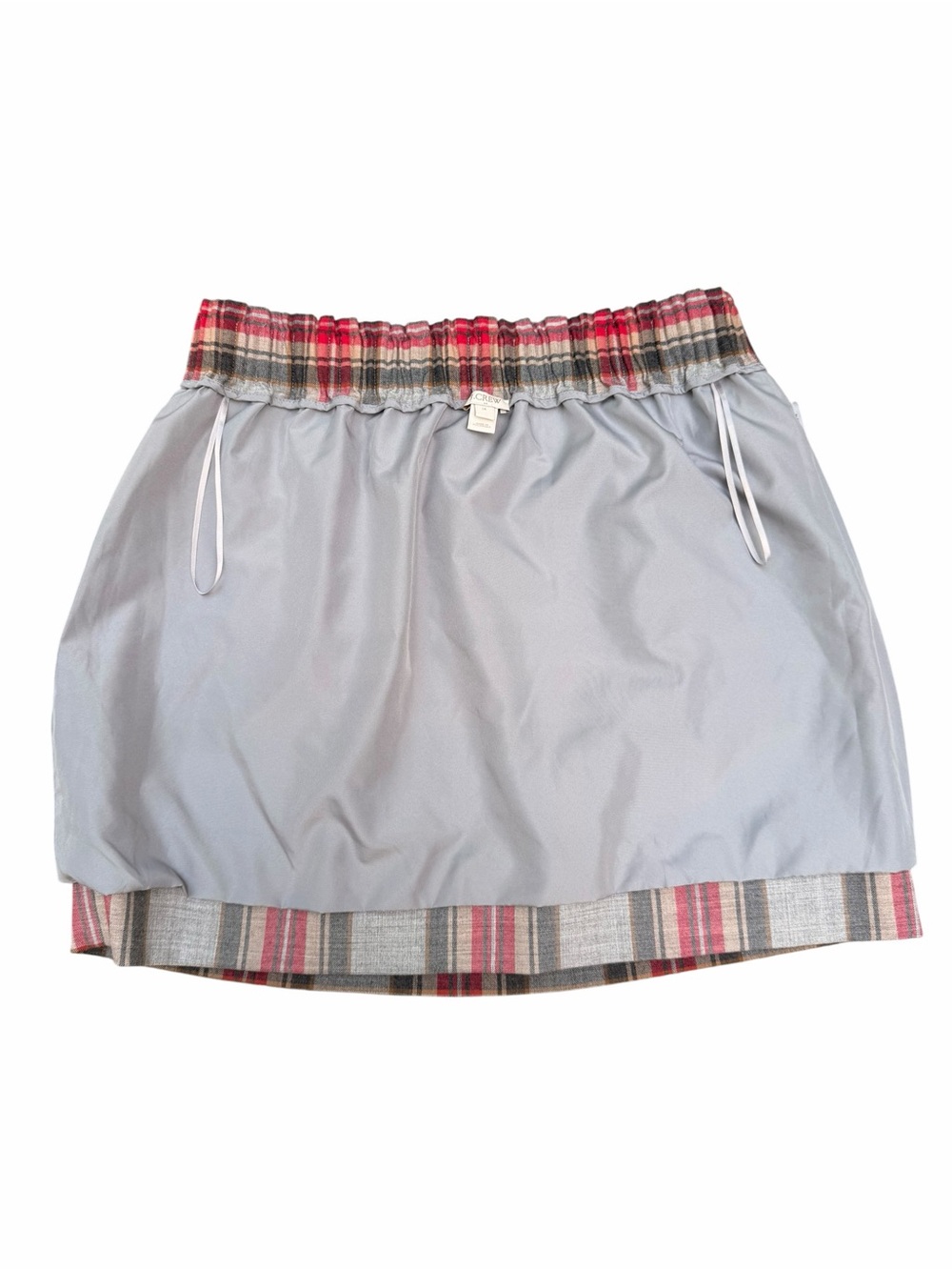 J. Crew Size 14 Plaid Elastic-Waist Mini Skirt Red Gray Lined Wool Pockets Fall - Picture 8 of 9